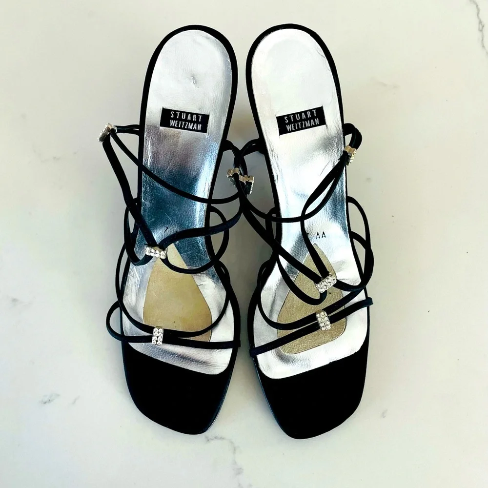Stuart Weitzman | Strappy Heels w/ Rhinestone Detail - Picture 4 of 13